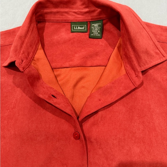 L.L. Bean Women's Bold Red Button Front Brushed Fabric Shirt Medium - Picture 5 of 8